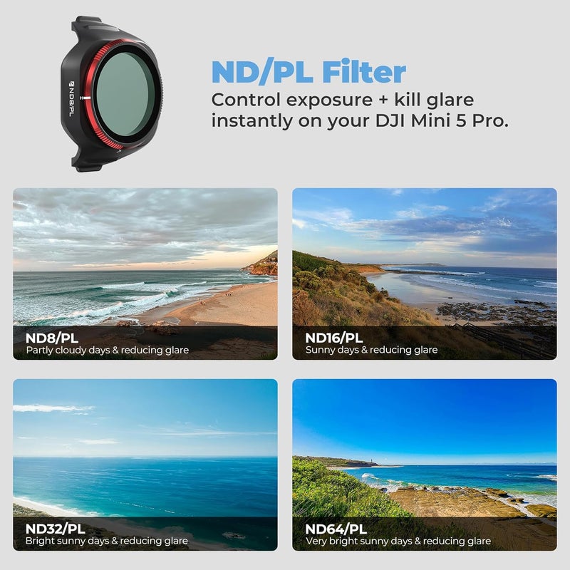 FreeWell فلتر ND32/PL لجهاز DJI Mini 5 Pro – تحكم في التعرض بـ 5 توقفات وقطبية للضوء القاسي - Image 2